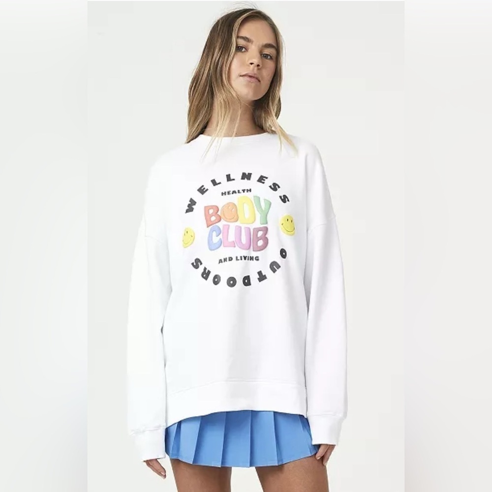 Cotton On Body Women's White Wellness Graphic Crew Neck sweatshirt - Picture 3 of 6